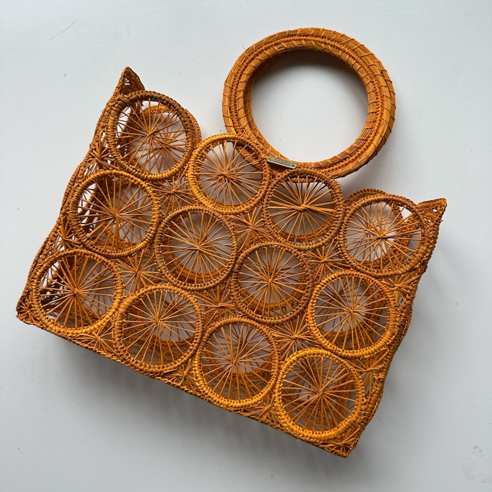 Anthropologie Woven Circular Handbag with Handle